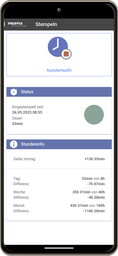 Zeiterfassung Startseite